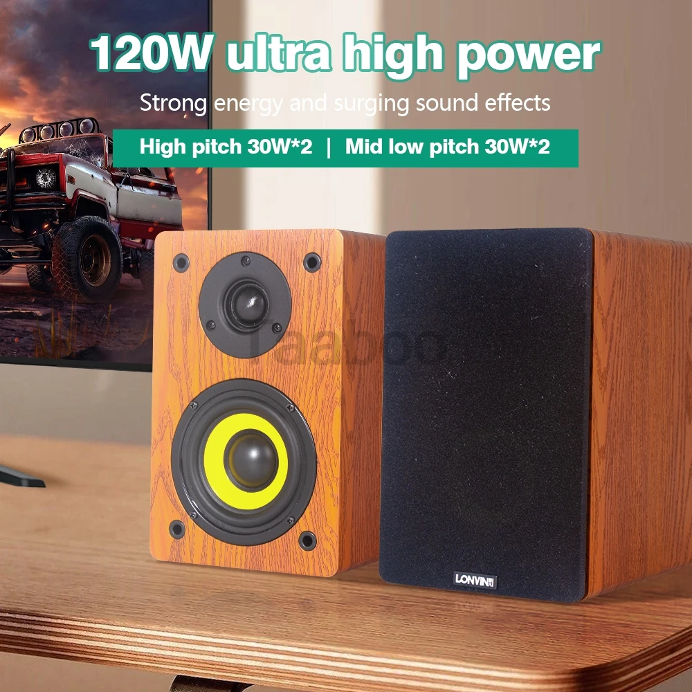 

120W High-power High-fidelity Speaker Home HIFI Fever Passive Audio Home Theater Bookshelf Desktop Surround 4 Inch Speakers