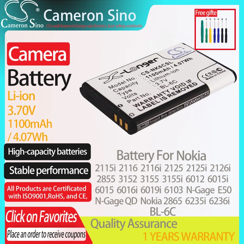 Batteria Cameronsino Per Nokia 2115I 2116 2116I 2125 2125I 2126I N-Gauge N-Gauge Qd Nokia 2865 Per Batteria Fotocamera Digipo Lbat100
