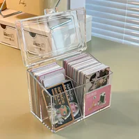 Acrylic Multifunctional Card Storage Box 12x10.5cm Display Card Case Holds 400 Postcards With 2 Compartments For Postcard/Photos 2