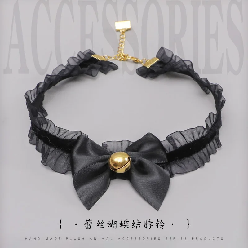 

Handmade Lolita Neck Bell Accessories Prop Lace Bow Bell Collar Necktie