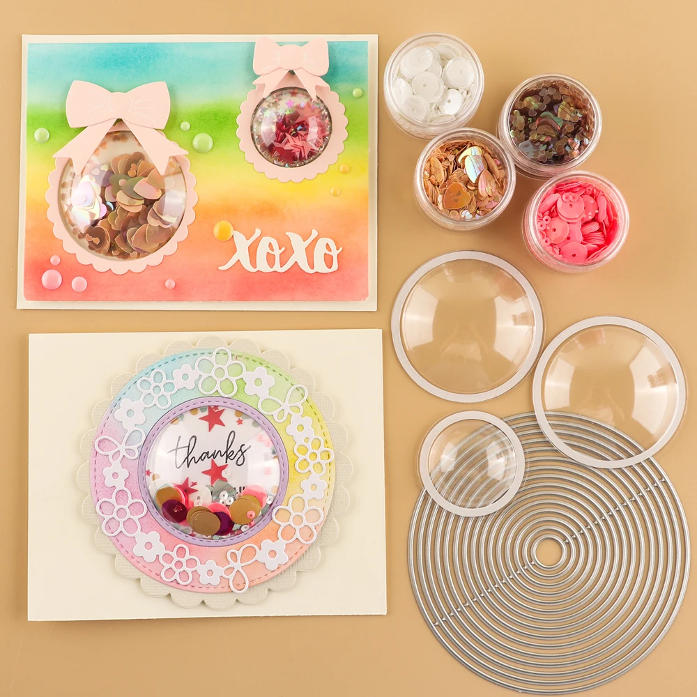 Shaker Domes Set Stars Circles Trees 3D For Shaker Cards