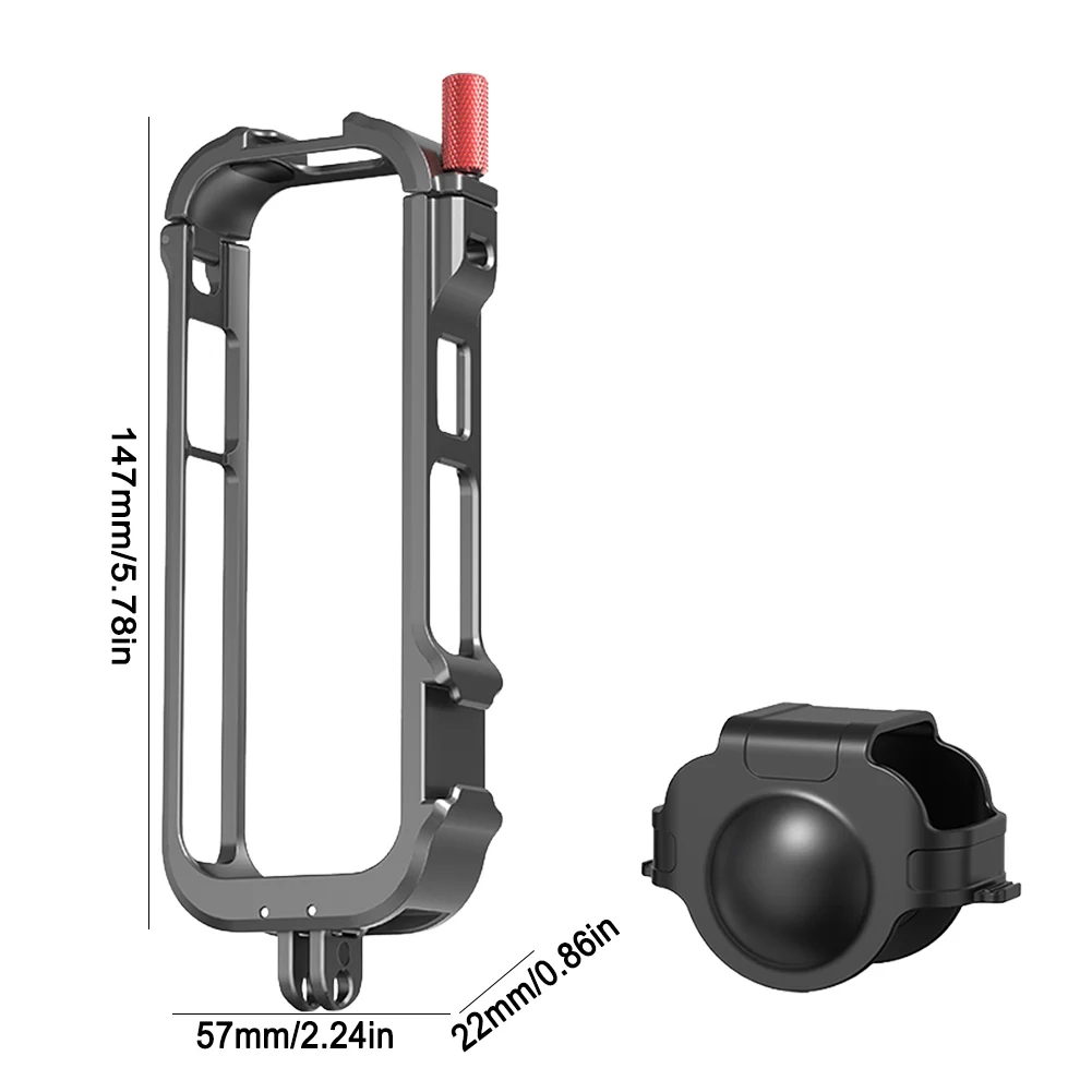 렌즈 캡이 있는 보호 프레임, 액션 카메라 프레임 케이스, 퀵릴리즈 장착 브래킷 케이스, Insta360 X4 액션 카메라용 케이지