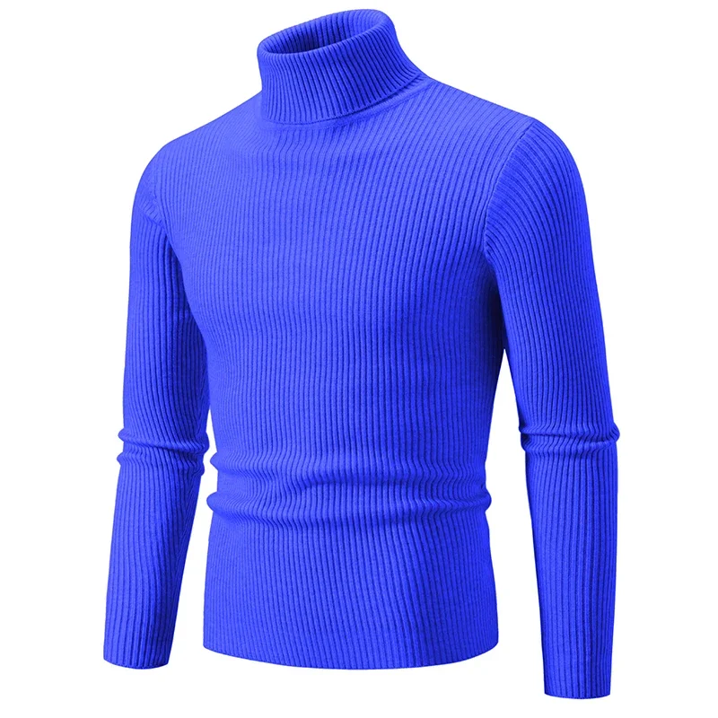 New Trend Men's High Neck Sweater  Pullover Knitted Warm Casual Turtleneck Sweatwear  Men Clothing 3