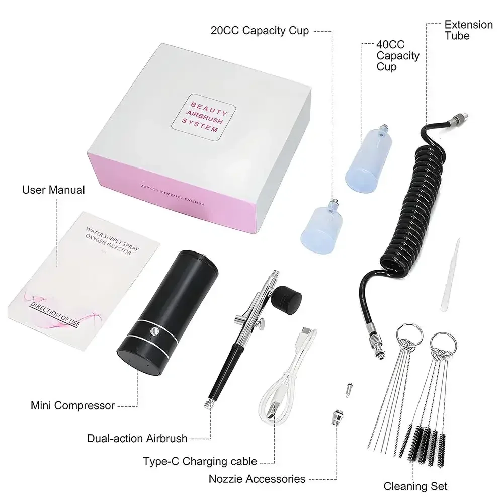 Portable Rechargeable Wireless Airbrush With Compressor Auto Action Spray Gun for Face Beauty Nail Art Tattoo Craft Cake Paint 6