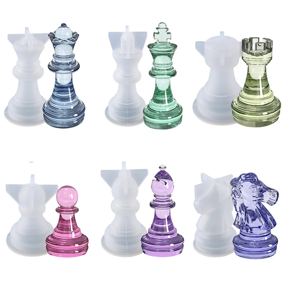 Buy Online Best Quality 3D International Chess Pieces Epoxy Resin Mold DIY Handmade Crafts Casting Tools International Chess Pieces Mould