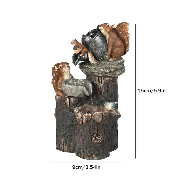 Napenergia -Szökőkút Kerti Szobrok Tájdekoráció Gyanta Mókus Szökőkút Vízesés Szobor Kertészeti Ajándékok A Courtyard Teraszhoz - Image 6