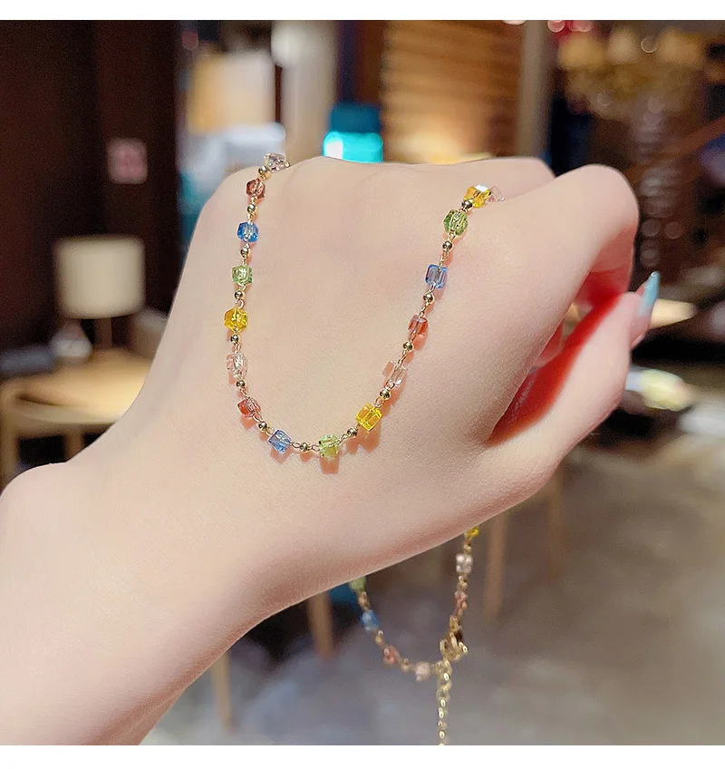 

Geometry Colorful crystal necklace Pendant Necklace Mother's Day Gift Pendant Necklace Woman Chain Jewelry