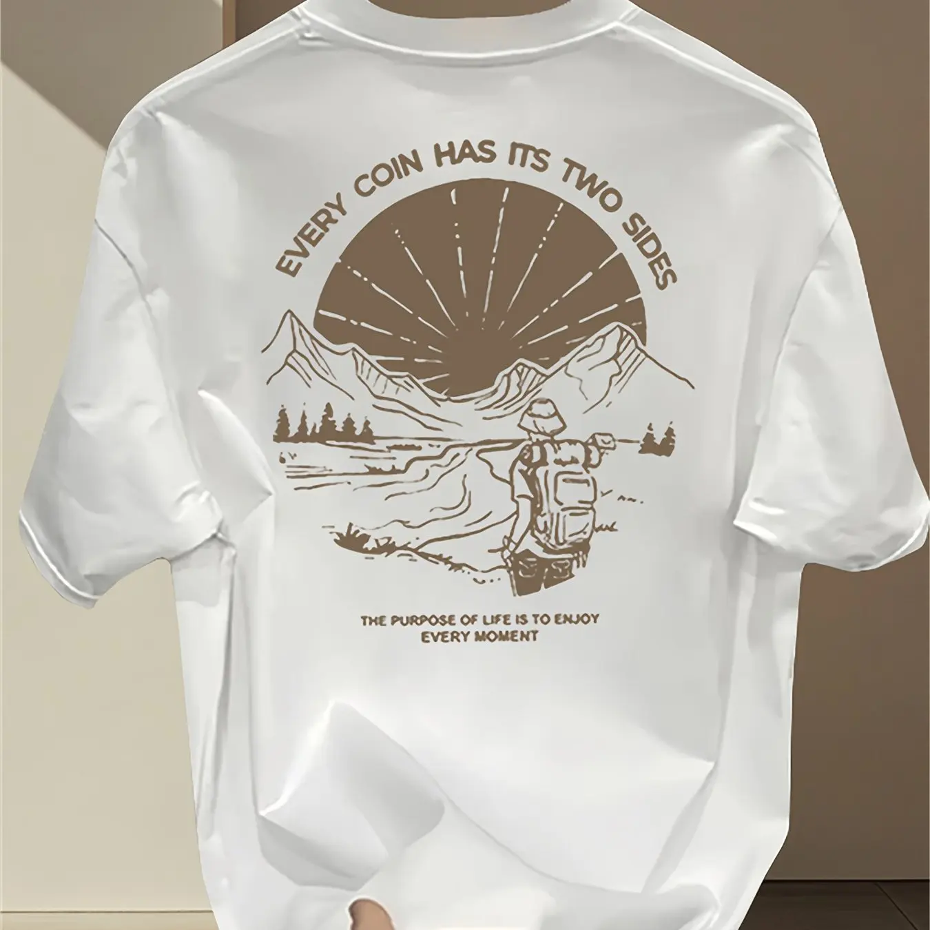 Vintage Bergwander-Grafik T-Shirt für Herren Sommer Lässiges Baumwoll-Shirt Inspirierendes Zitat-Print Outdoor-Abenteuer Streetwear Top – Detail 6