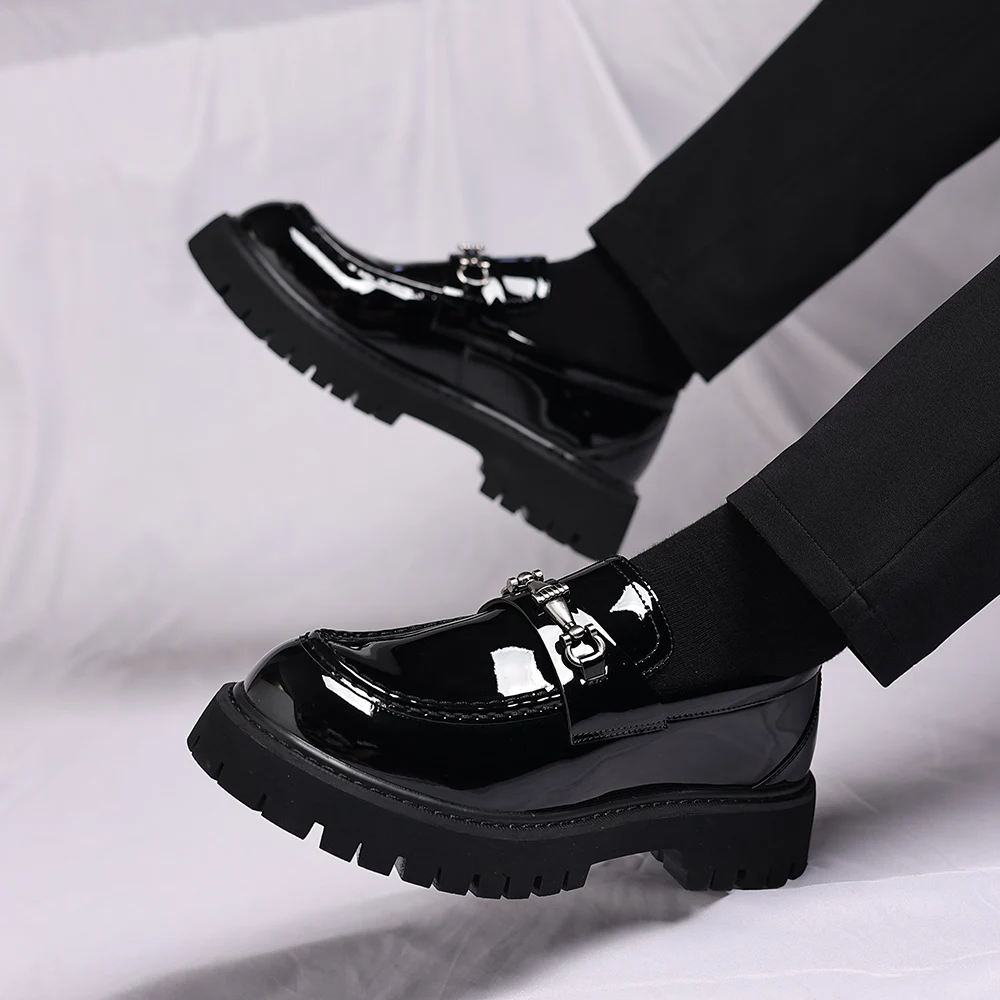 Fashion Casual Men Thick Sole, Penny Loafers Man Slip-On, For Business Dress Shoes - Uniqwear