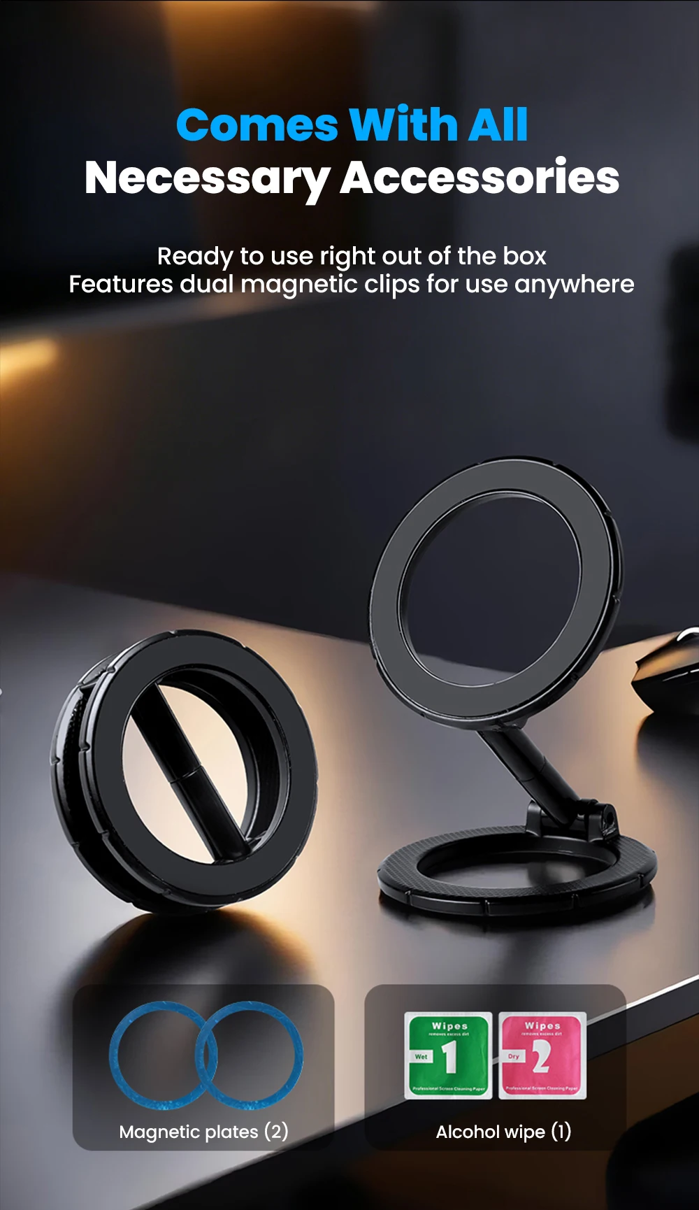 Doppelseitiger Magnetischer Faltbarer Auto-Handyhalter 360° ° Schwenkbare, verstellbare Telefonhalterung für die Navigationshalterung am Armaturenbrett – Detail 7