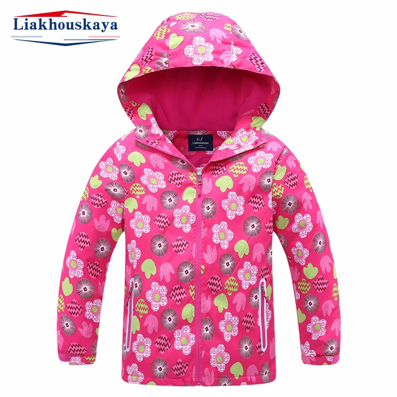 

Детская флисовая куртка с цветочным узором, ветрозащитная и водонепроницаемая верхняя одежда для девочек на весну и зиму