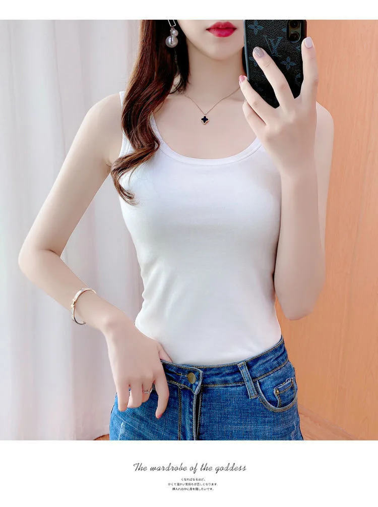 Description Picture 4 of itemWomen Winter Warm Underwear Solid Color Thermal Casual Nightwear Sexy Elasticity Female Thin Velvet T-shirt Sleeveless Tops