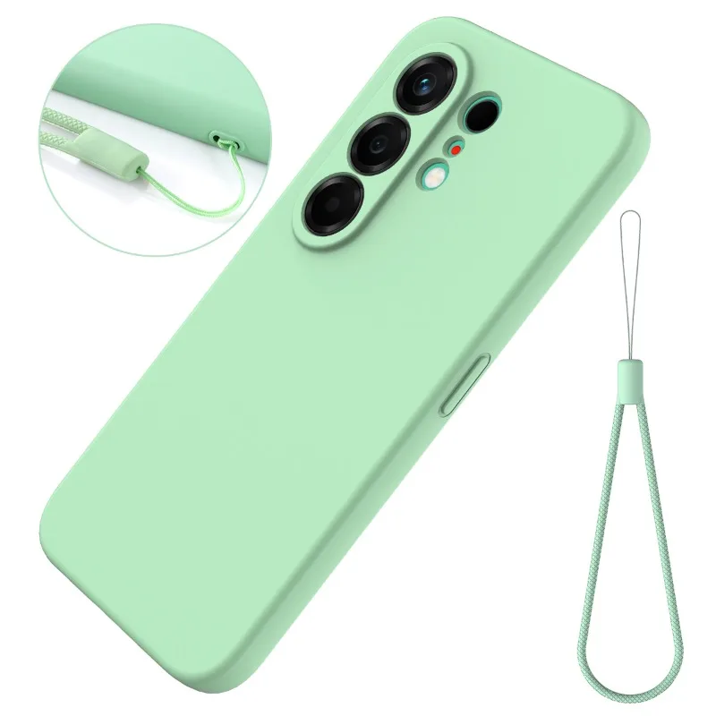 Liquid Silicone Matte TPU Shockproof Case with Ultra Camera Lens Protection and Lanyard