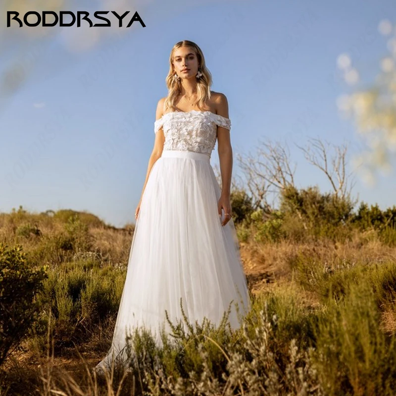 

Элегантное кружевное свадебное платье RODDRSYA с вырезом лодочкой, гражданское мягкое Тюлевое платье 2024, романтичное свадебное платье с трапециевидной аппликацией, свадебные платьякружевное свадебное платье RODDRSYA