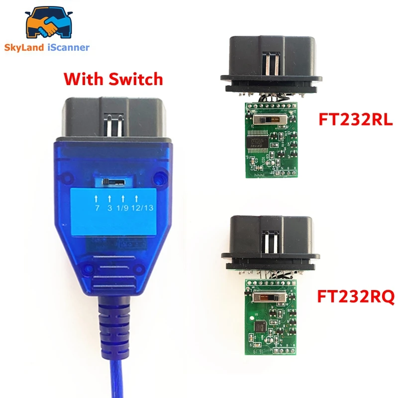 

10PCS Professional For VAG 409 KKL FT232RQ/FT232RL Chip For Fiat ECU Scan Tool Cable With Switch OBD2 Car Diagnostic Interface