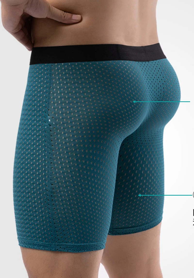 Recomended  Men Mesh Hole Sport Coolflex Ice Silk Long Legging Boxer Breathable Running Jogging Boxershorts Slim Fit