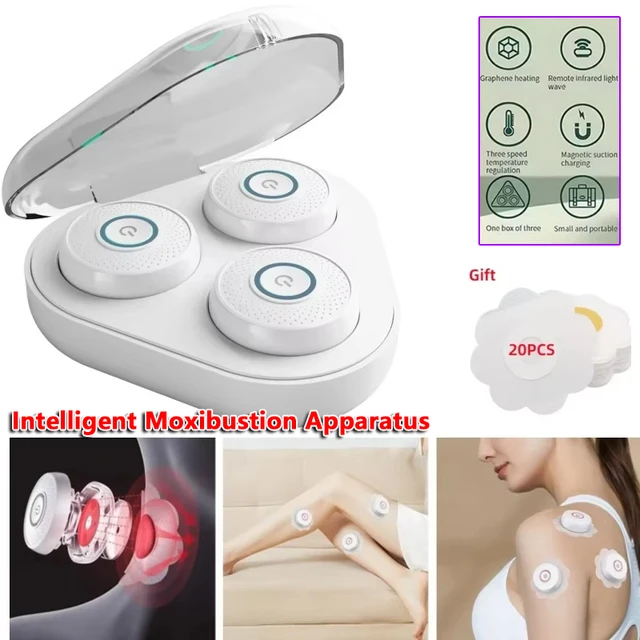 Electric instrument for moxibustion Smoke-free Intelligent Rapid heat Professional 3 gears Portable masseur Alleviating fatigue W/3 heads 1