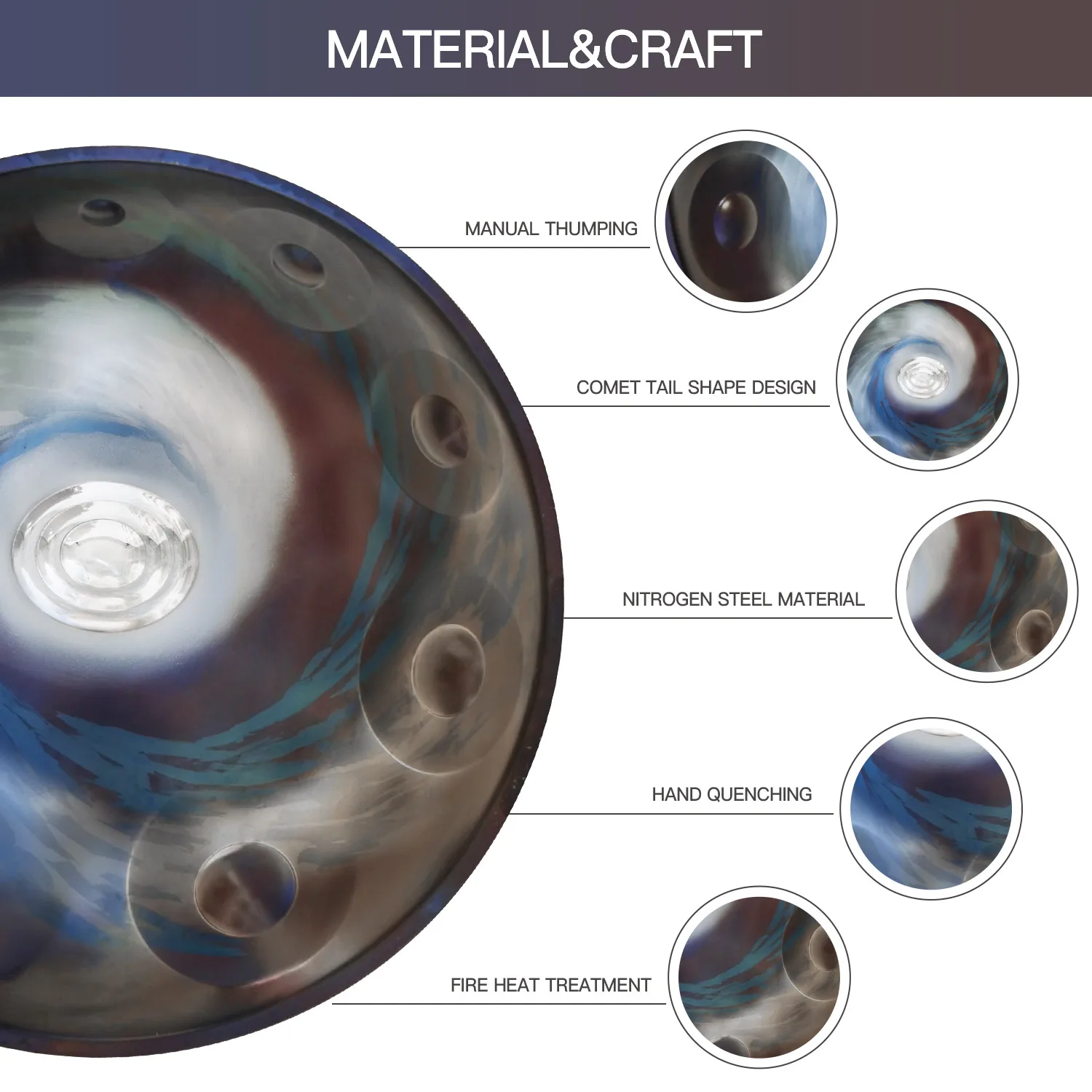 AS TEMAN HANDPAN ，handpan drum instrument in D Minor 10 Notes 22 inches Steel Hand Drum with Soft Hand Pan Bag