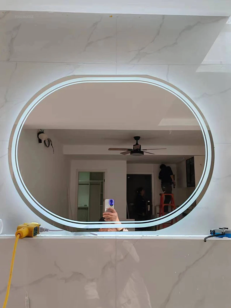Description Picture 2 of itemEuropean Smart Mirror for Toilet Touch Screen Luminous Defogging Bath Mirrors Simple Light Luxury Household Mirrors for Bedroom