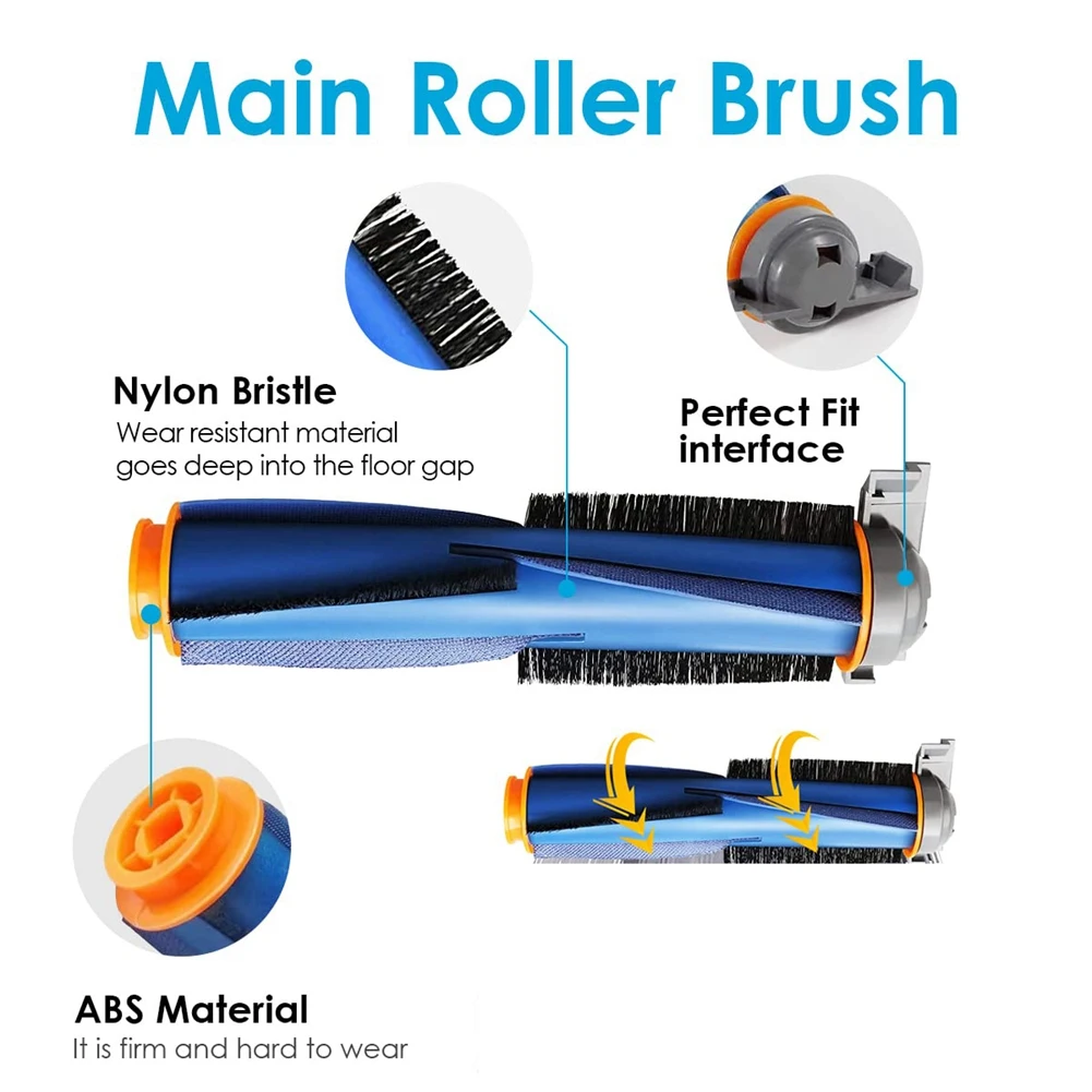 Main Brush Side Brush HEPA Filter Compatible for AV2610WA Vacuums Cleaner Accessories