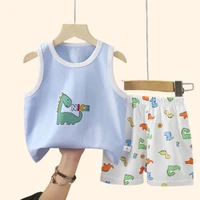 Cotton Kids Vest Set with Cartoon Print – Summer Baby Boy Girl Two-Piece Outfit Children Sets Kids Clothes 1