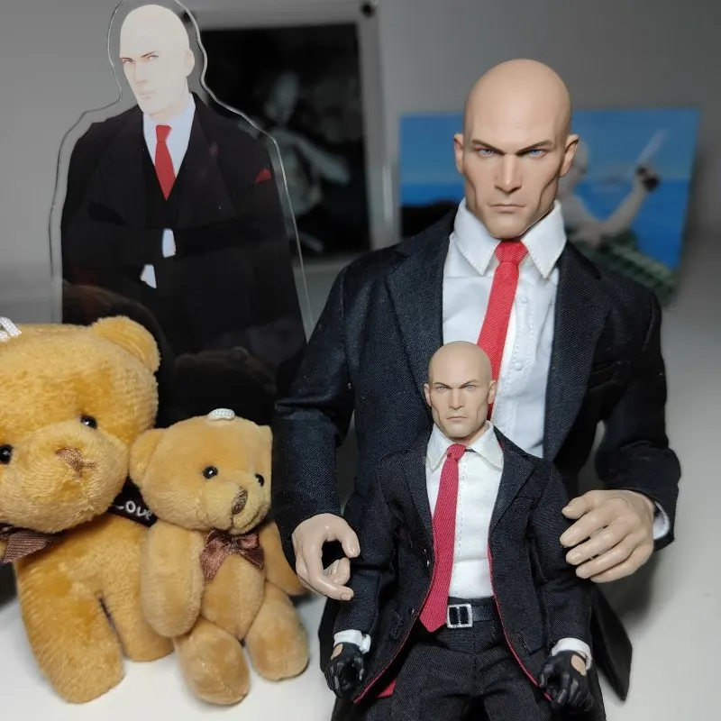 In Magazzino 1/12 Scale Killer 47 Hitman Battle War Head Body Clothes Arma Action Figure Model For Fans Gifts