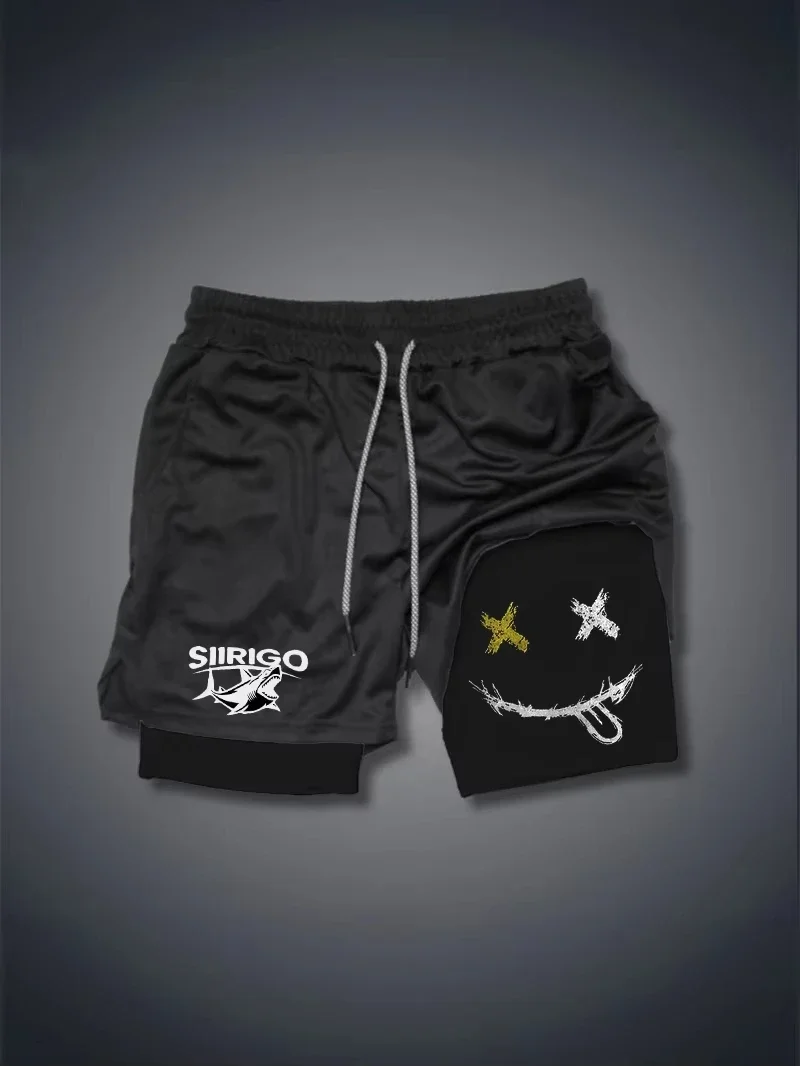 Pantalones Cortos Deportivos 2 en 1 para Hombre, de Doble Capa, Compresión, Secado Rápido, Estilo Harajuku, para Entrenamiento, Jogging, Fitness y Boxeo