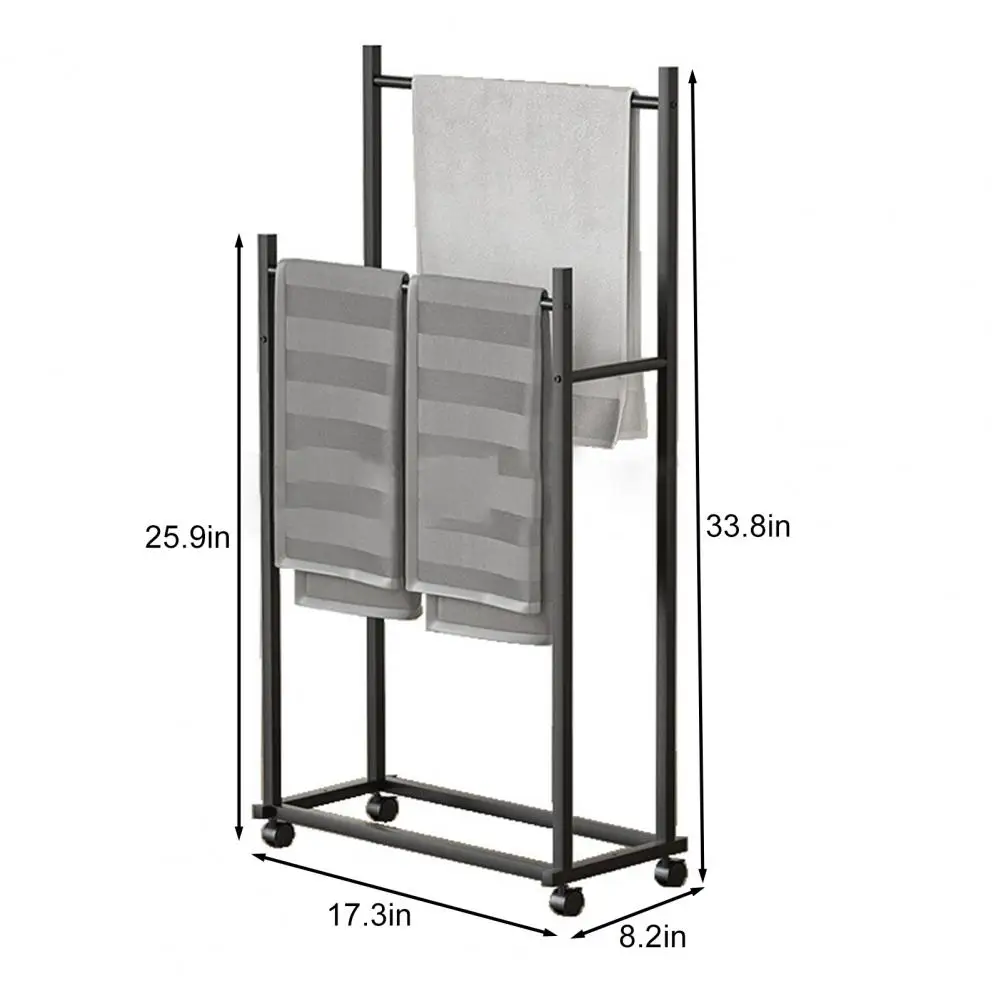 Freestanding Towel Holder Storage Rack Standing with Wheels Quick Assembly Bedroom Metal Towel Blanket Holder for Bath