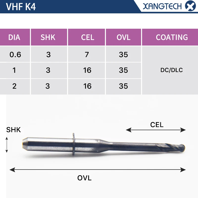 

ЦИРКОНИЕВЫЕ VHF K4 DC фрезерные инструменты резаки 0,6/1,0/2,0 мм для циркониевых блоков