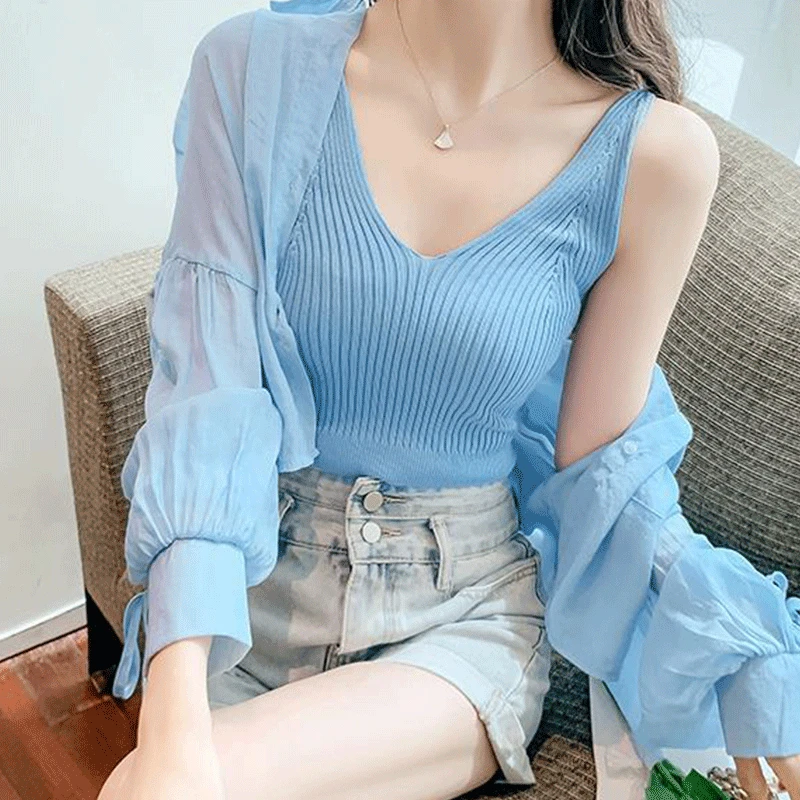 2024 New Summer Sweet Loose Casual Bohemian Women's Shirt Solid Color Retro Button Pockets Sun Protection Lapels Long Sleeve Y2K