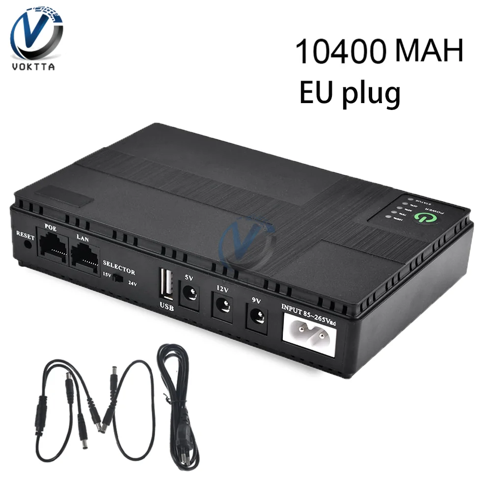 DC UPS pili yedekleme 10400mAh 5V 9V 12V 2A 15V 24V 1A çıkış kesintisiz güç kaynağı 85 ‑ 265V UPS pili yedekleme ab/abd Plug