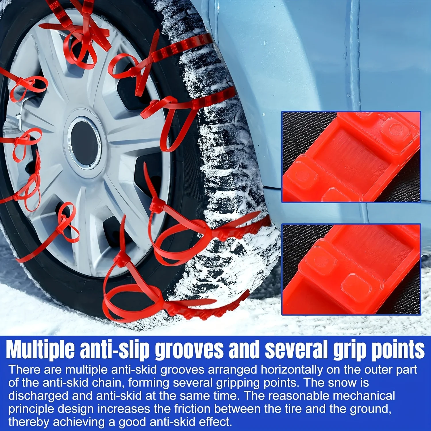 Snow Chain Universal Adjustable for Most Cars Trucks SUVs Wheels Anti-slip