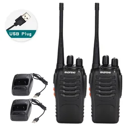 Baofeng – walkie talkie BF 888S, adaptateur de Charge USB, Radio Portable CB UHF 888S, communicateur émetteur récepteur + 2 écouteurs, 2 pièces 