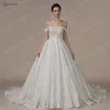 BEPEITHY Customized Luxury Strapless A Line Glitter Wedding Dresses Off The Shoulder Women Ivory Bling-Bling Bride Bridal Gown 6