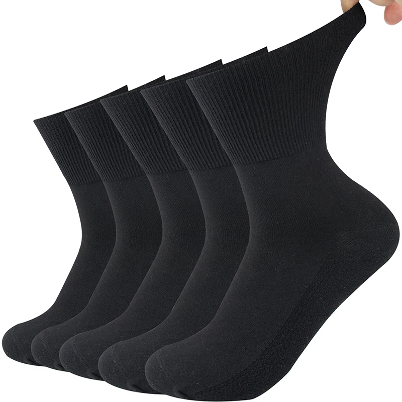 

5 Pairs/Lot Diabetic Socks Men and Women Non-Binding Loose Top Socks Cotton Material Non-slip and Breathable