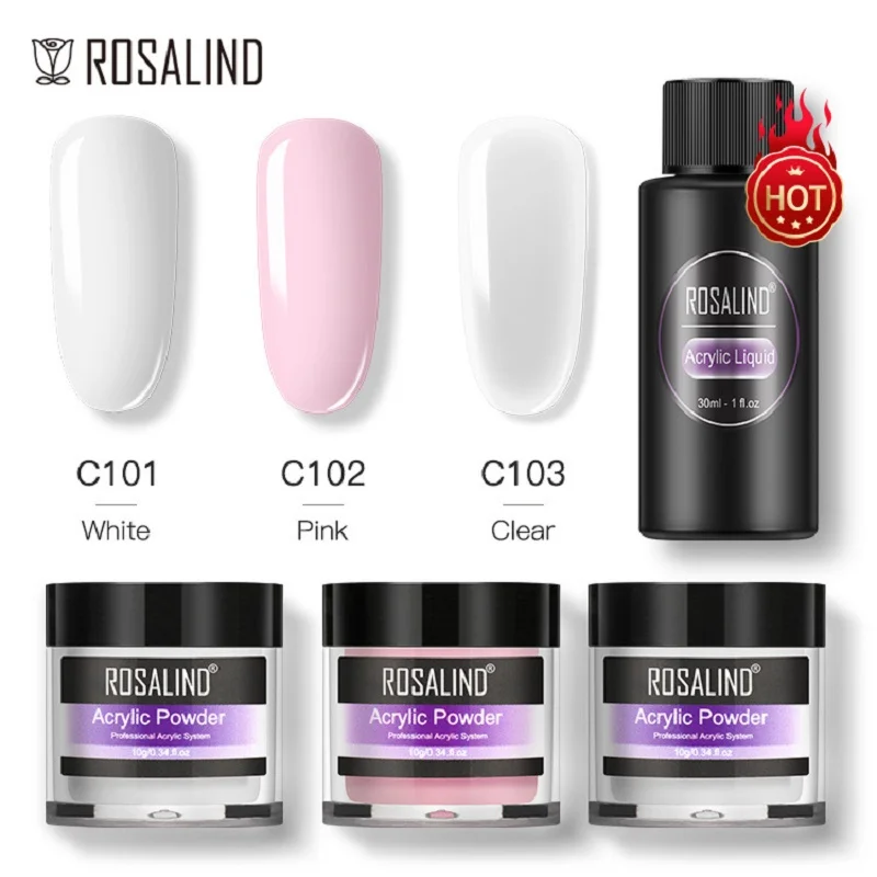 ROSALIND Acrylic Powder Set Flower Carve Crystal For Extension Builder Manicure Acrylic Dipping Powder With Liquid Tool Kit nail powder acrylic nail powder nail kit manicure tools nail tools