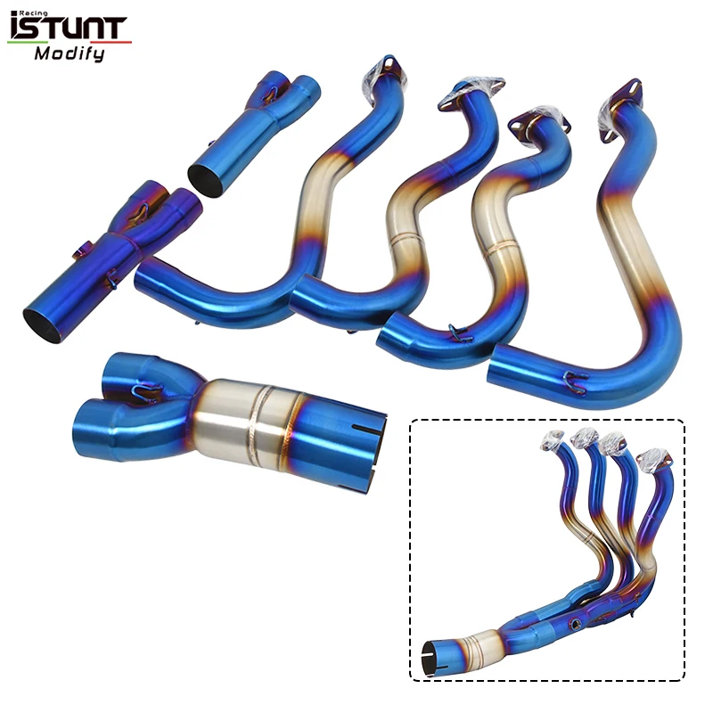 Full System Motorcycle Exhaust Escape Moto For Kawasaki ZX6R 636 2009 - 2022 stainless steel Modify Connect Front Mid Link Pipe - Image 4