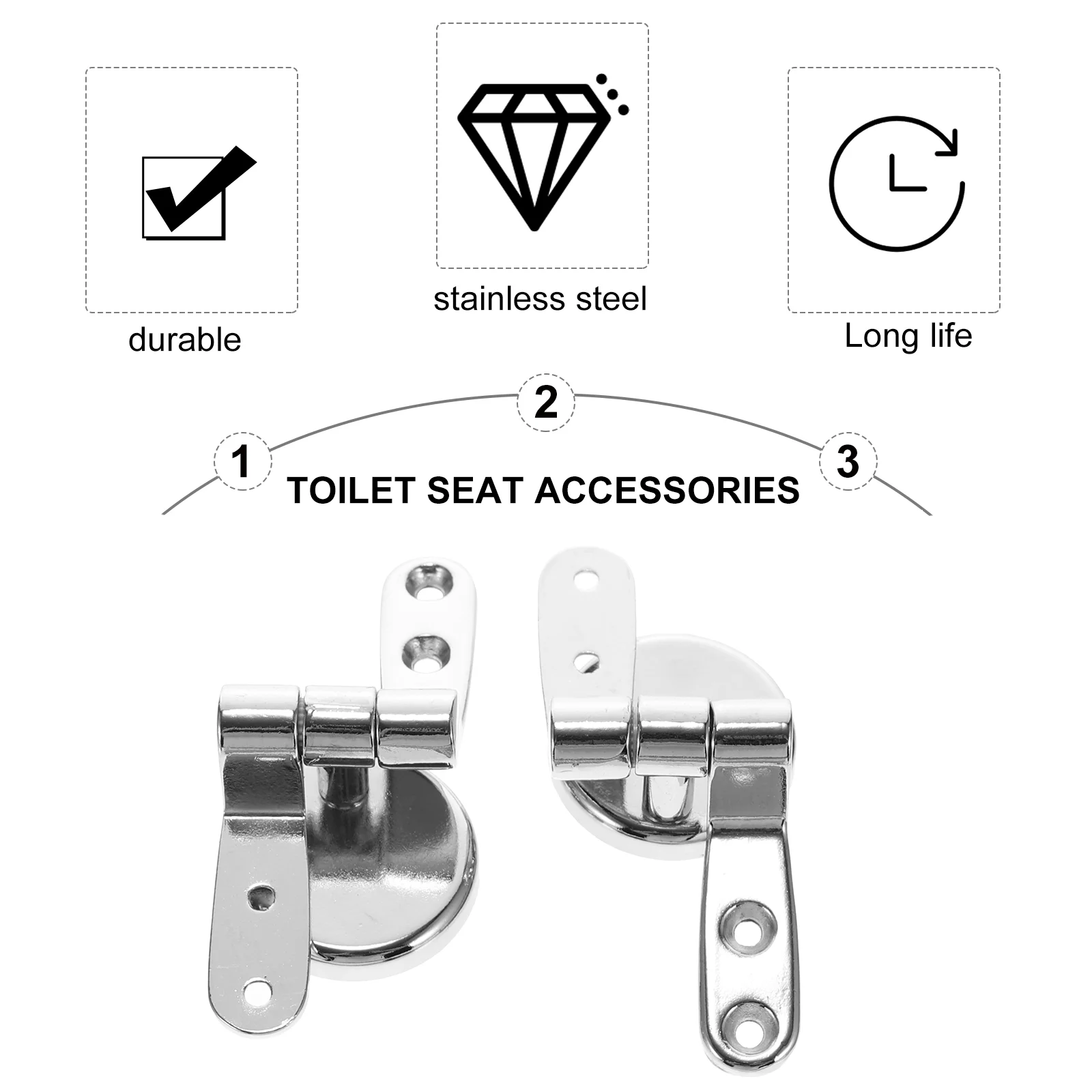 1 Set Zinc Alloy Toilet Seat Hinges Toilet Seat Fixing Fitting Kit Metal Hinge Durable Seats Accessories Easy