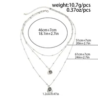 Pendentif en diamant carré acrylique tendance Hip-hop, chaîne de perles rondes en métal, collier pliable multicouche pour femmes, bijoux de personnalité 5