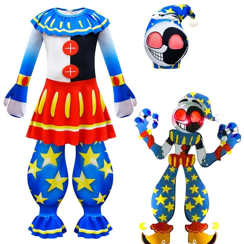 Moondrop Fnaf Sun Clown Cosplay Costume Per Bambini Costumi Di Halloween Per Bambini Moondrop Sunrise Fnafcarnival Tute Cosplay