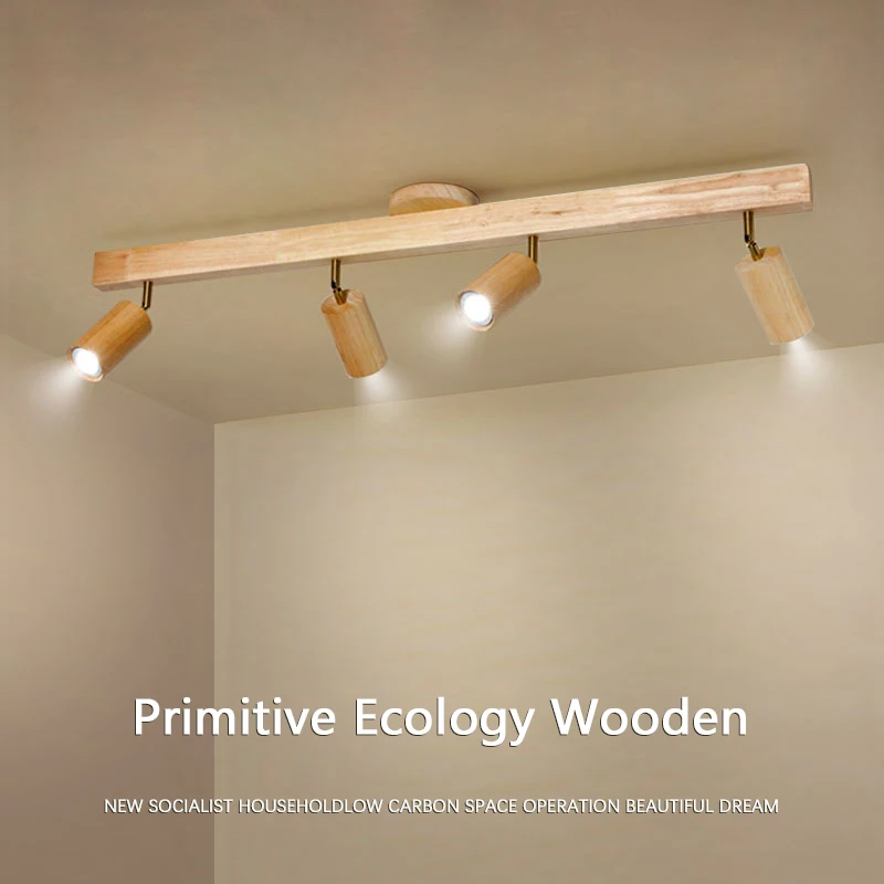 

Wood/Modern Led Ceiling Lamp For Aisle Bedroom Cloakroom Toilet Shop Corridor Track Light Fixture Long Chandelier With Spotlight