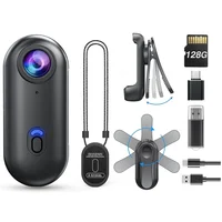 4K Mini Body Camera 1080P Wearable Camera 128GB Portable Video Recorder Camcorder Helmet Mount Vlogging With Rotatable Clip