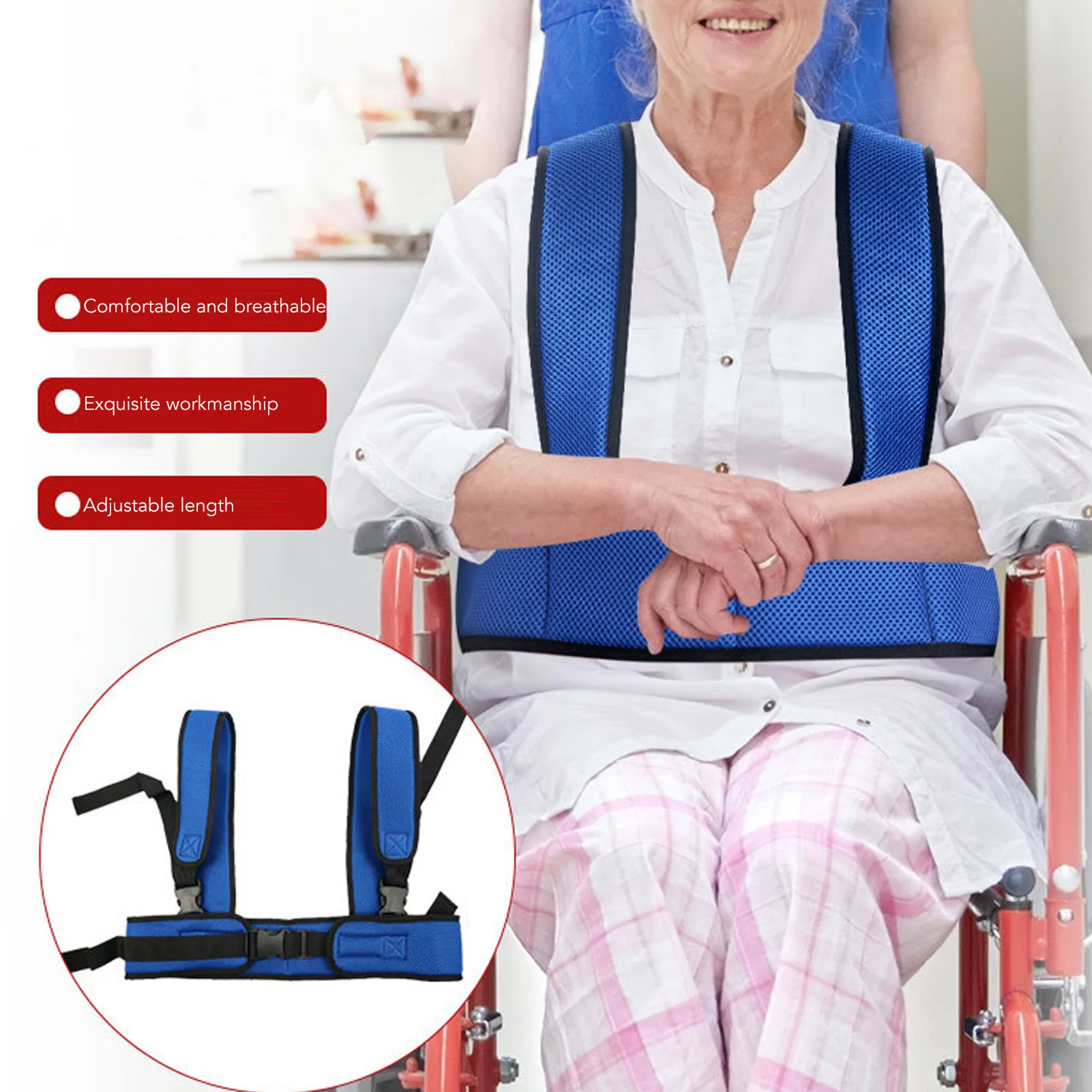 

Wheelchair Safety Belt 360° Protection Wheelchair Harness Restraint Vest Trap for for Patients The Elderly