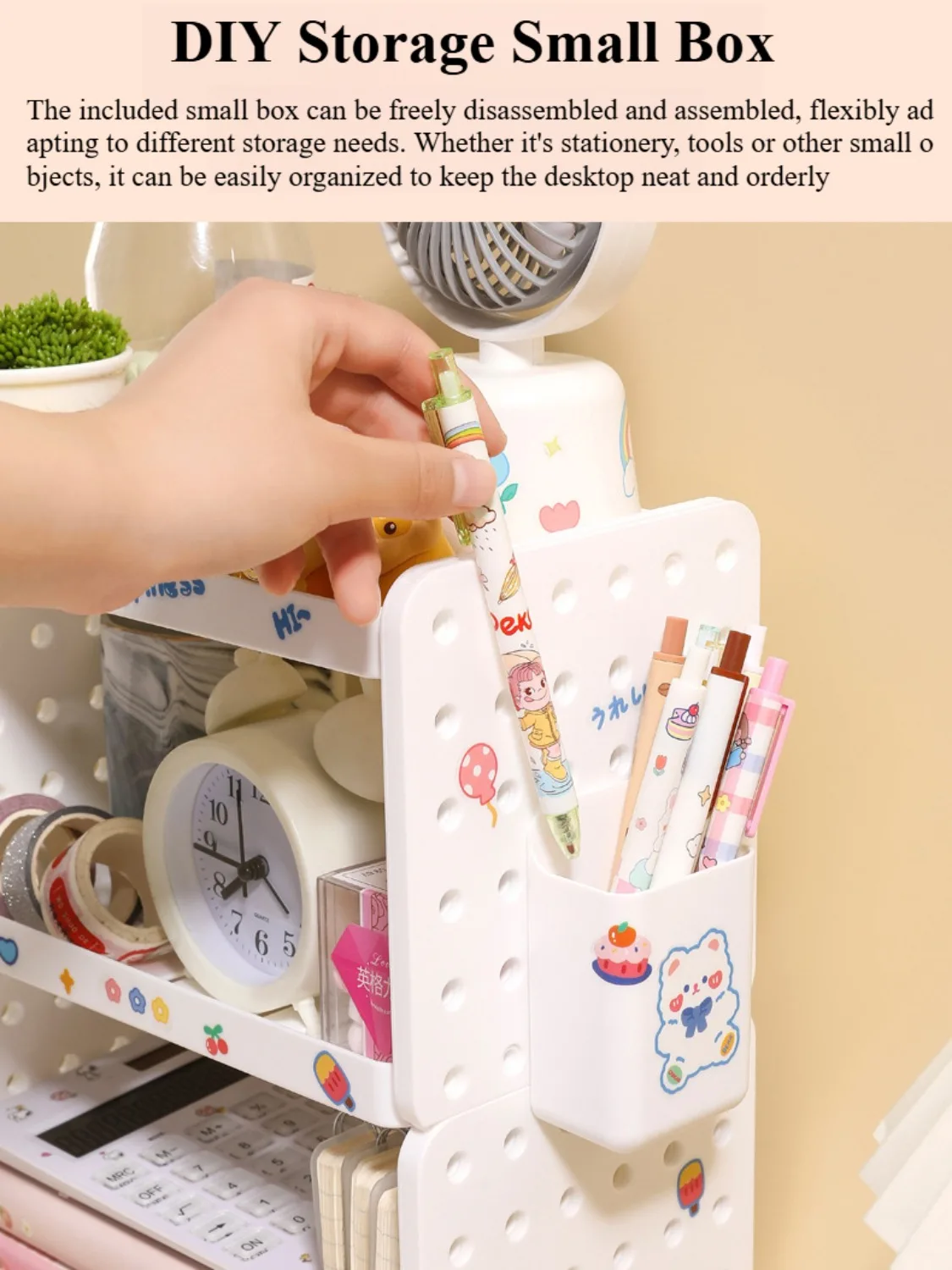 Organizzatore da Scrivania Multifunzionale a 3 Livelli, Scaffale da Scrivania, Pannello Forato, Portapenne, Organizzatore per Ufficio - immagine 5