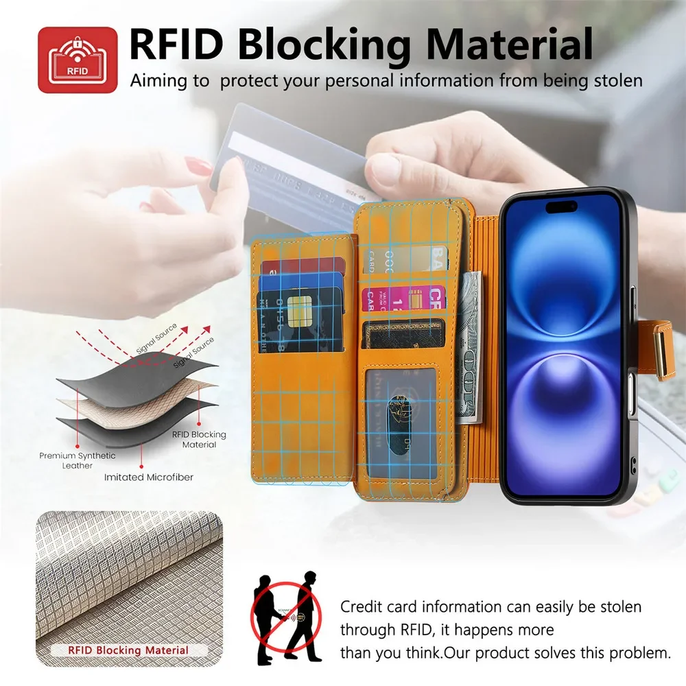 Premium 2-in-1 Detachable Leather Zipper Wallet Phone Case
