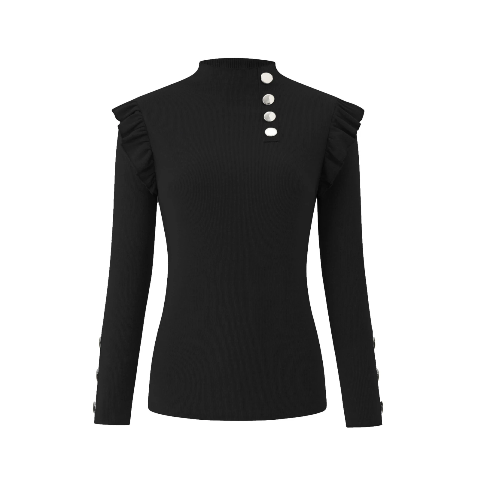 cardigan 2022 Autumn/winter New Women's Shirt Jacket Coat Long Sleeve Knitwear Ribbed Frilly Button Shirt Basic Shirt sweater for women Sweaters