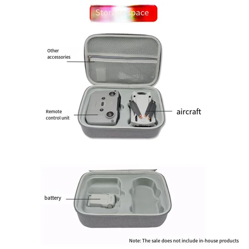 Vue latérale du sac de transport rigide EVA pour DJI Mini 3/3Pro, avec poche avant pour accessoires.