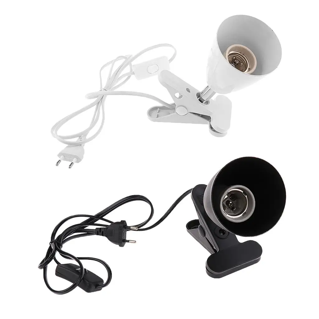 Reptile Heat Lamp Holder Ceramic Socket UVB Bulb Fixture Adjustable Clip on for Terrarium Lighting Setup