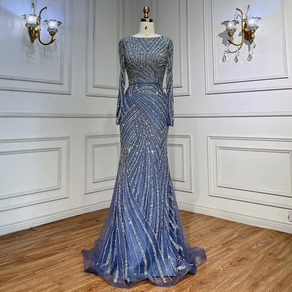 S78a2d9e7e09249f183564f1b17f939cdk Dubai Mermaid Beaded Luxury Blue Muslim Evening Dresses Gowns with Detachable Skirt for Women Party Mallzona