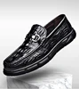 Spring New Shoes for Men Genuine Leather Casual Shoes Crocodile Print Cool Slip-on Loafers Soft Comfortable Flat Skate Shoes 4